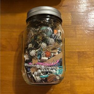 Assorted Jewelry in Mason Jar